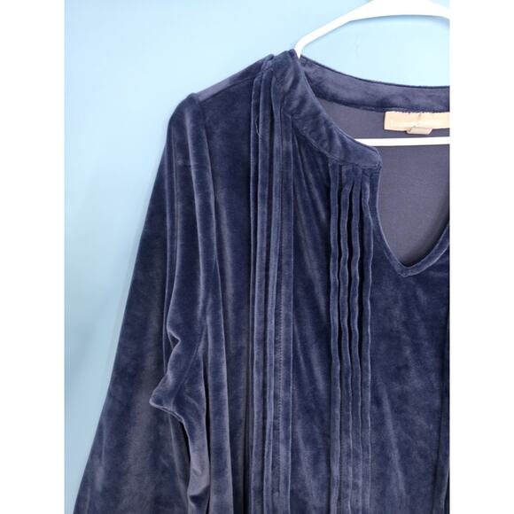 Woman Within Blue Velvet Pocket V Neck Maxi Dress Women's Plus Size 24W - Picture 4 of 6